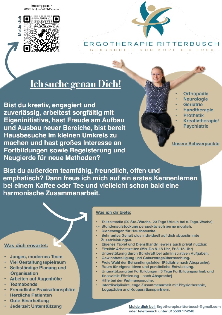 Ergotherapeut (m/w/d), Teilzeitstelle (20 Std./Woche) - Ergotherapie Ritterbusch, 25355 Barmstedt